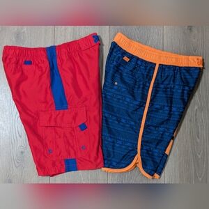 EUC•BUNDLE Of 2 O'rageous Boys Swim Trunks Mesh Lined W/ Pockets•Medium(10-12)☀